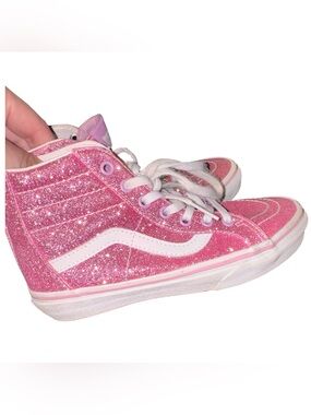 Vans Kids Pink Glitter High-Top Sneakers. Size 2